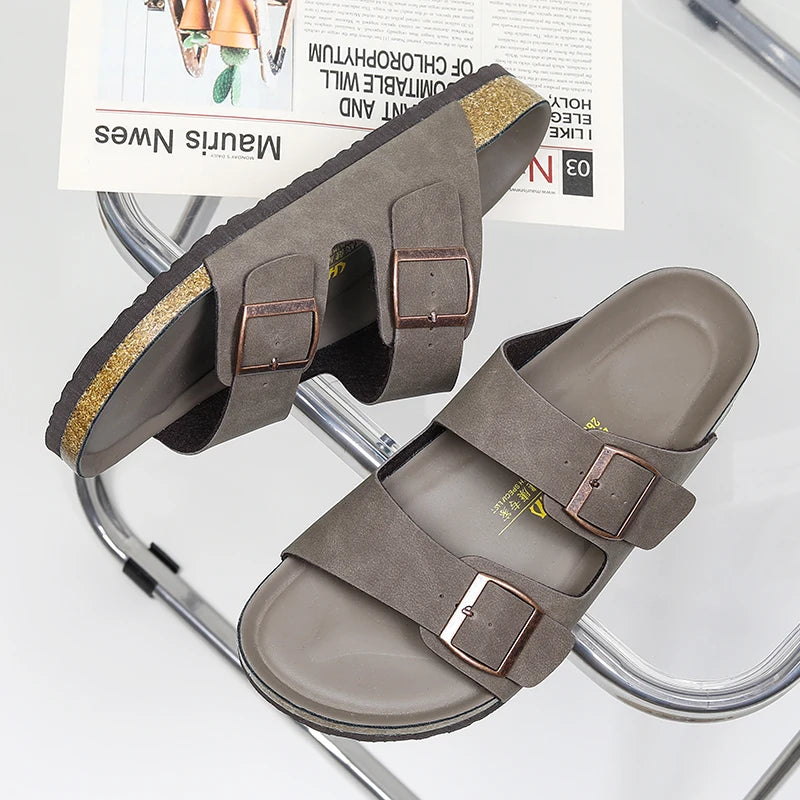Men Leather Sandals Summer Classic Boys Shoes Slippers Soft Sandals Roman Comfortable Outdoor Beach Walking Footwear All-Match
