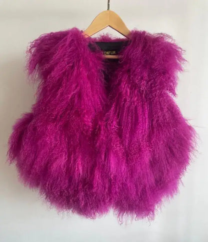 Luxury Long Mongolia Sheep Fur Vest Classical Fashion Trend Design Thick Warm Tan Sheep Fur Jacket Match wsr249