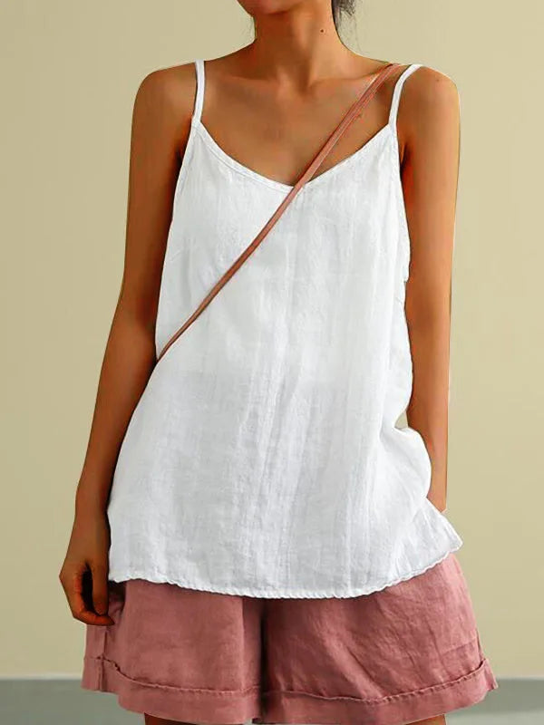 Women's Summer Thin Cotton Linen Style Camisole Fashion Sling Tops Harajuku T-shirt Women Clothing Casual Tank Top Streetwear