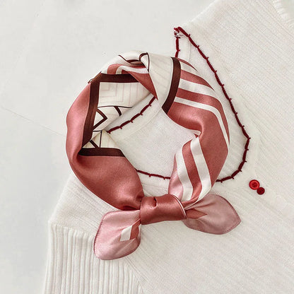 Silk Scarf For Bag Lady Neck Tie 100% Silk Scarf Luxury Brand Print Flower Stripe Plaid Dot Bandana Hair Tie Handkerchief Gifts