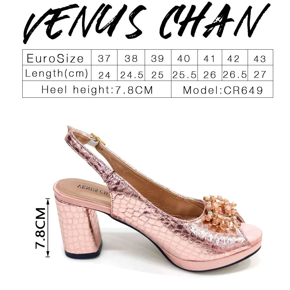 2024 Italian Design Rhinestone-encrusted Ladies Party Shoes And Special Bag High Heels And Dual Purpose Bag Women's Shoes