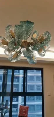 Modern Blue Glass Led Pendant Lamp Copper Designer Hanging Chandeliers for Living Room Bar Bedroom Suspension lustre Lights