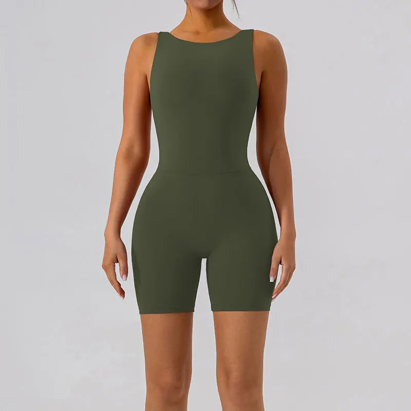 GACVGA Yoga Tracksuit Playsuit One Piece Sexy Fitness Rompers Workout Clothes Women Gym Sport Buttock Active Jumpsuit