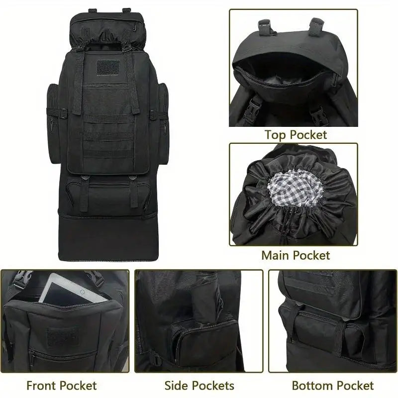 1pc 90L Hiking Daypack Backpack Expandable Waterproof Rucksack for Men Camping Outdoor Sport Traveling Large Capacity Sport
