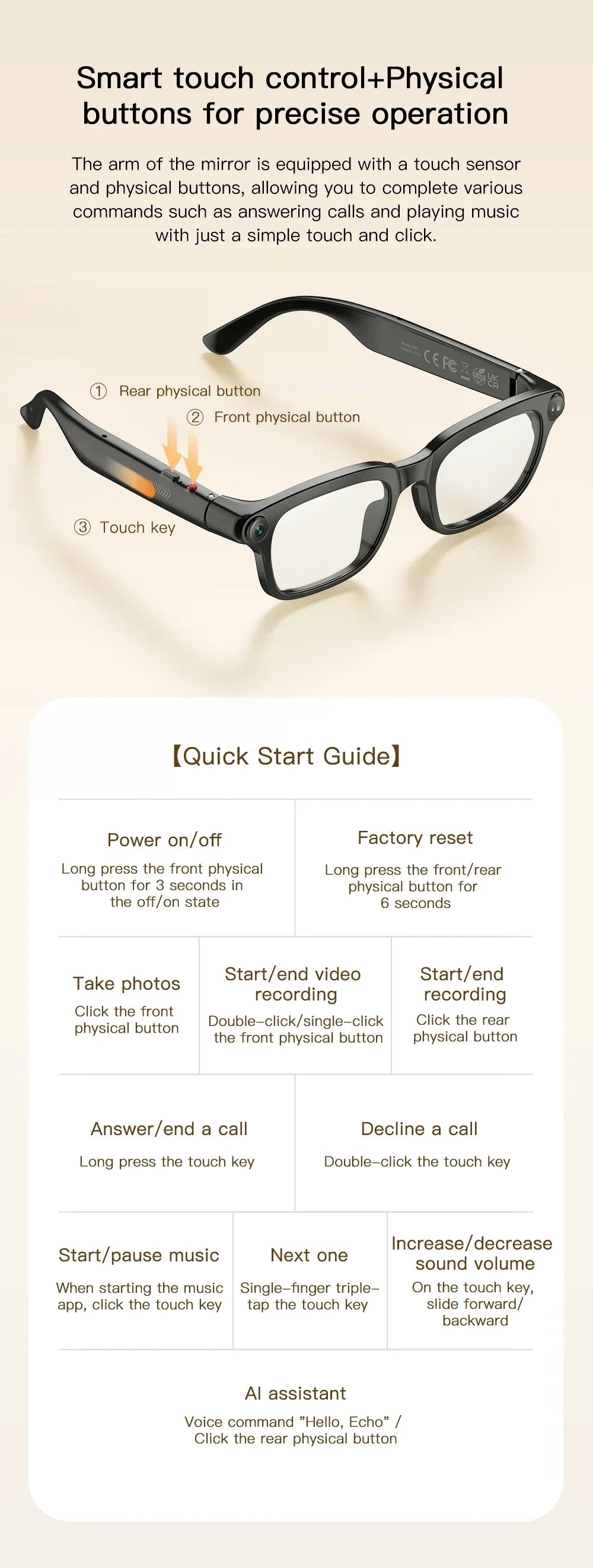 2026 New Smart Glasses 800W HD Camera Video Record AI Assistant Touch Control Translation HD Audio 300mAh Battery Smart Glasses