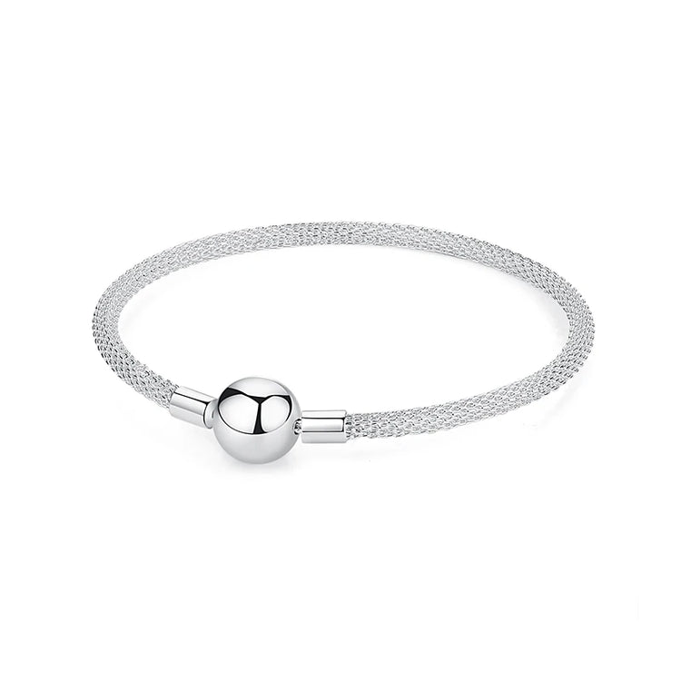 Original 925 Sterling Silver Bracelets Bangles Love Heart Clip Charms Beads Snake Chains For Women Rose Gold DIY Luxury Jewelry