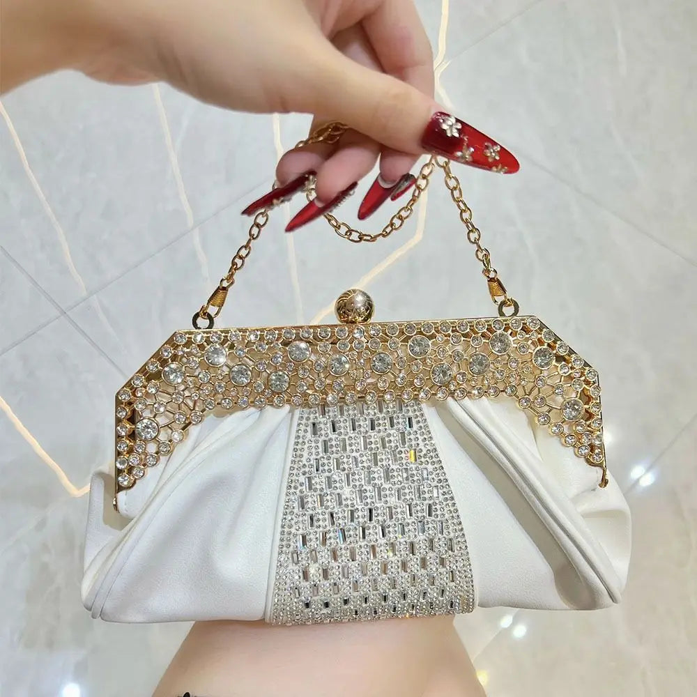 Fashionable Diamond Embedded Evening Dress Handbag Elegant Large Capacity Clutch Bag Tote Bag for Ladies Party And Banquet