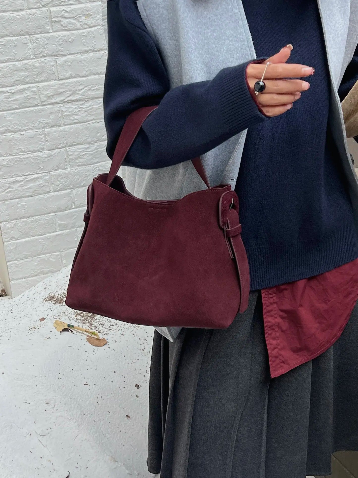 Suede Cowhide fashion ladeis shoulder cross brown bags luxury designer women coffe handbags angola red
