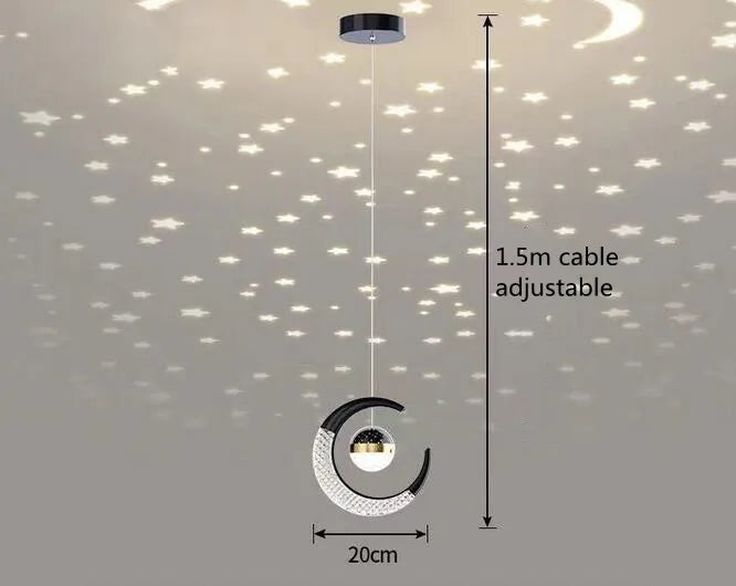Creative led Ceiling Light with Moon Stars Modern Asile Ceiling Lights Gold/Black Atmosphere Ceiling Hanging Lamp Loft Lighting