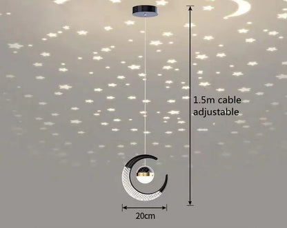 Creative led Ceiling Light with Moon Stars Modern Asile Ceiling Lights Gold/Black Atmosphere Ceiling Hanging Lamp Loft Lighting