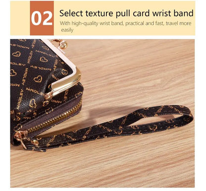 New Wallet Women's Wrist Strap Short Old Flower Zero Wallet Large Capacity Coin Clip Bag Letter Multi Card Card Bag Money Clip