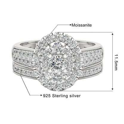 Luxury Fancy Engagement Moissanite Rings 2 Piece Solid Sterling Silver 925 Wedding Jewelry For Woman Diamond Girl Gift Certified