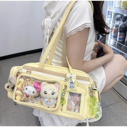 New Concert Ita Bags Y2k Cute Jk Girl Shoulder Bags Badge Display Transparent Crossbody Bag Stylish Large-capacity Commuter Bags