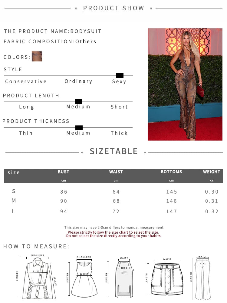 Weird Puss Leopard Print Jumpsuits Woman Bandage Halter Deep V-Neck Backless Sleeveless Skinny Peach Hip Sexy Fashion Overalls