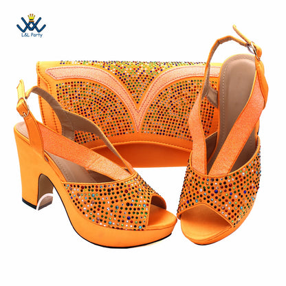 Buckle Strap Sandals Nigerian Women Shoes and Bag Set in Green Color with Wedges Heels For Ladies Party