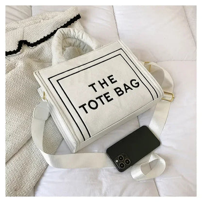 Female Square Tote Crossbody Bag Aesthetic Velour Elegant Letter Print Ladies Shoulder Bags Top Handle Women's Charisma Handbags