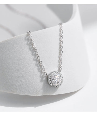 MODIAN Square & Round Halo Moissanite 925 Sterling Silver Pendant Necklace D Color VVS1 Lab Diamond Necklace For Women Jewelry
