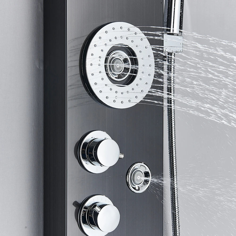 LED Shower Panel Tower System Rain Waterfall Shower Column With SPA Massage Temperature Screen athtub Water Mixer Tap Faucet Set
