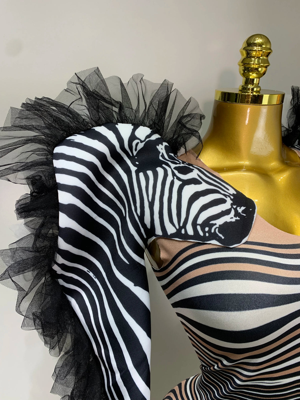 Women Long Sleeve Zebra Stripes Bodycon Jumpsuit Two Piece Set Birthday Party Nightclub Stage Performance Halloween Rompers