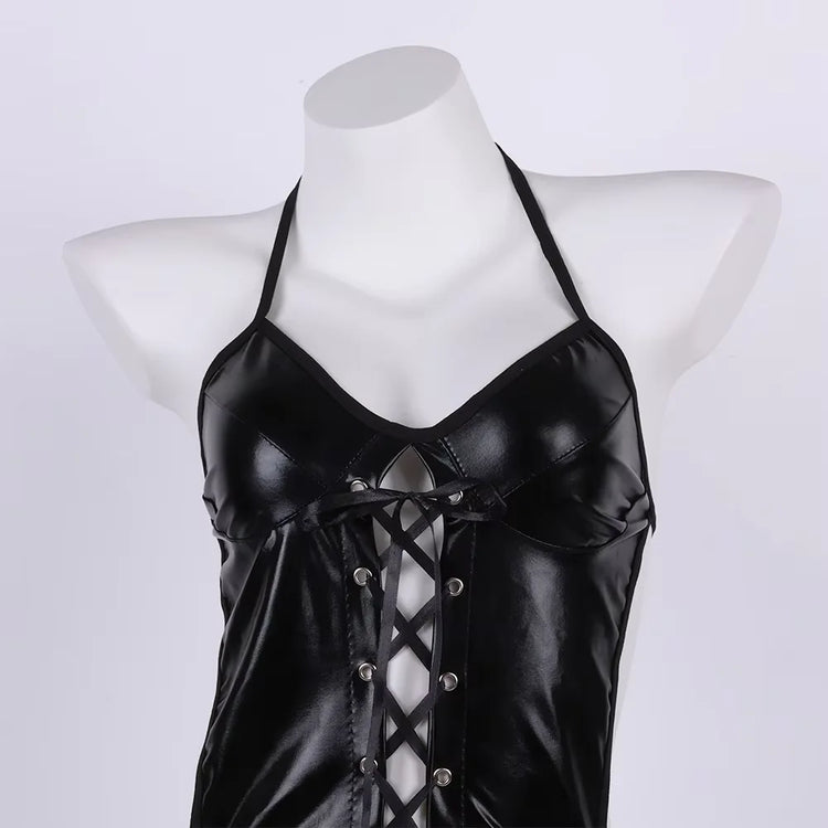 Latex Leather Porn Underwear Plus Size Women Backless Deep V Teddy Bodysuit Erotic Costumes Hollow Out Corsets Sexy Lingerie Set