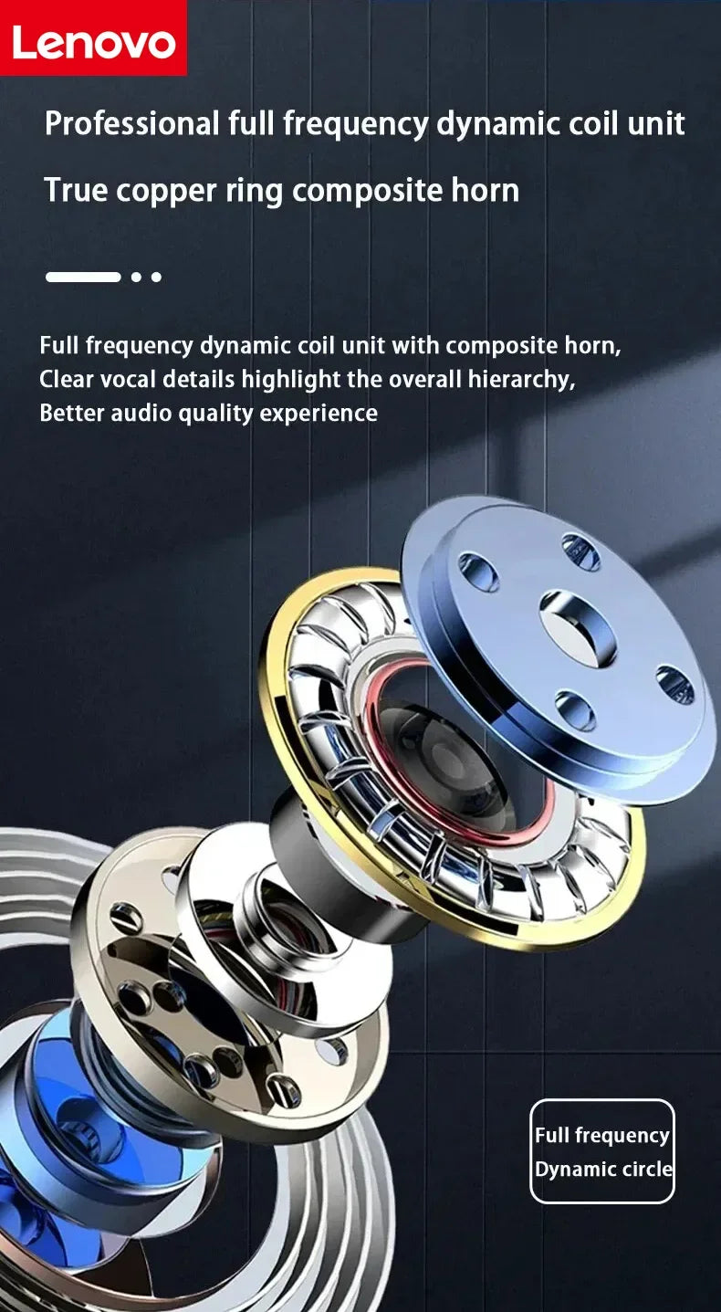 Lenovo Sports Wireless Headphones BT 5.3 over Ear Ture Buds with Earhooks Waterproof Sports Earphones Running in-Ear Headset