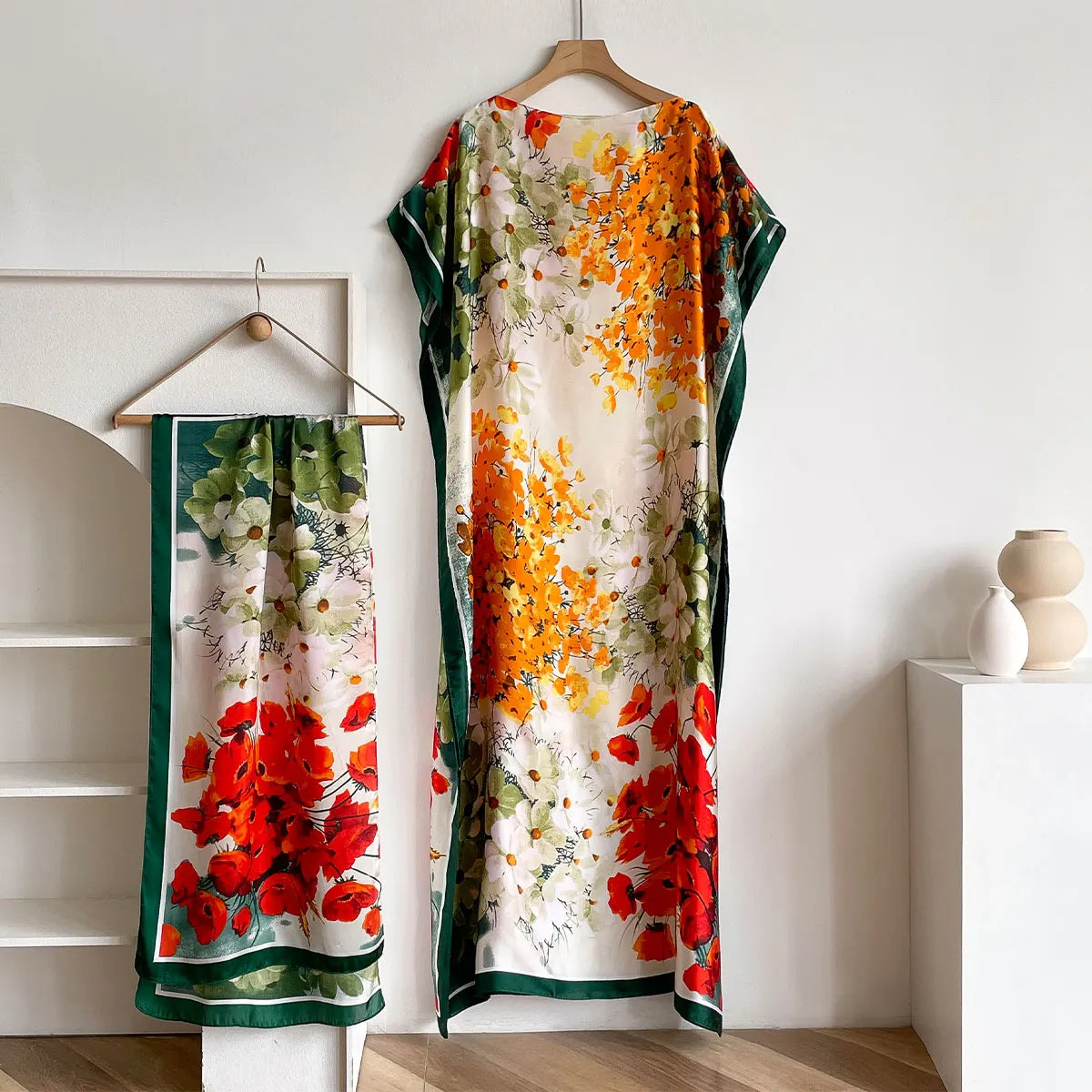 Women's Long Shawl Dubai Fashion MUMU Design Silk Soft Summer Beach Party Dress Accessory Loose Fit African Abaya MOOMOO