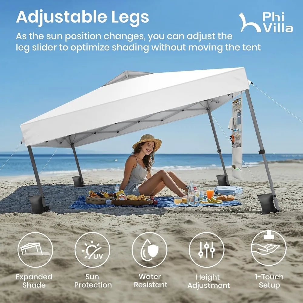 10x10 Pop Up Canopy Tent One Push Setup Instant Shade for Beach Events White