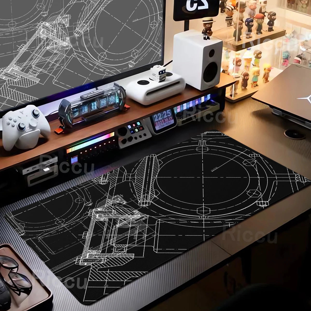 Engineer Mechanical Drawing Mousepad Black Large Mouse Pad HD XXL Minimalism Mousemat Rubber Carpet Desk Mat PC Gaming Accessory