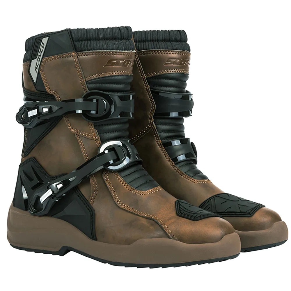 SCOYCO Motocross Boots Waterproof Motorcycle Boots Enduro Motorcyclist Shoes TPU Leather Anti-slip Motorbike High Top Boots