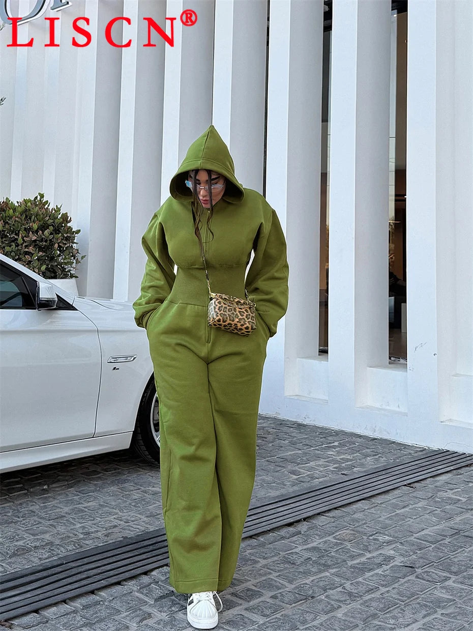5 Bulk Items Wholesale Lots Rompers Womens Jumpsuits Long Sleeve Hooded Slim Solid Casual Y2k Clothing Street K16131