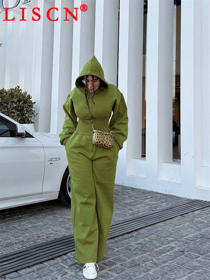 5 Bulk Items Wholesale Lots Rompers Womens Jumpsuits Long Sleeve Hooded Slim Solid Casual Y2k Clothing Street K16131