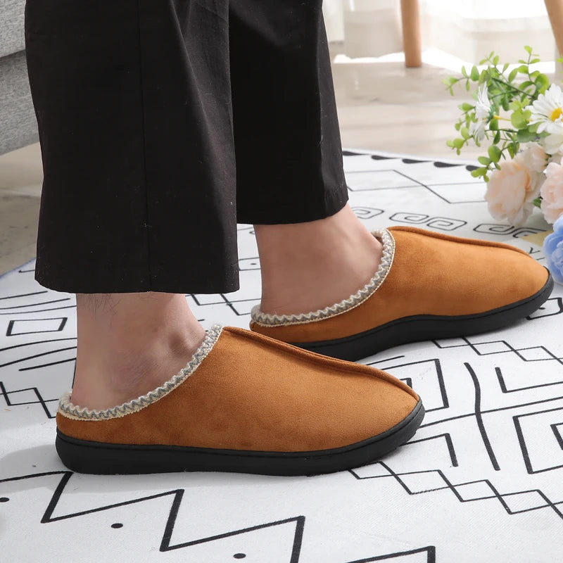 Comwarm Winter Warm Cotton Slippers For Women Men Flats Soft Non-slip Fluffy Shoes Design Slides Couple Indoor House Slippers