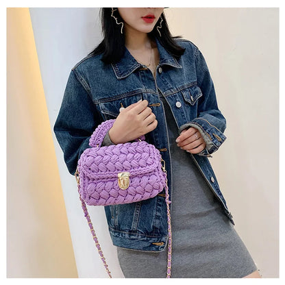 New Rope Woven Women Handbags Designer Knitting Chains Shoulder Crossbody Bag Casual Lady Hand Bags Small Flap Purses