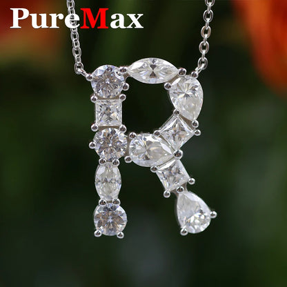 Fashion 26 Letter Man Women's Moissanite Custom Name Necklace 925 Sterling Silver Moissanite Diamond Pendant Necklace Gift