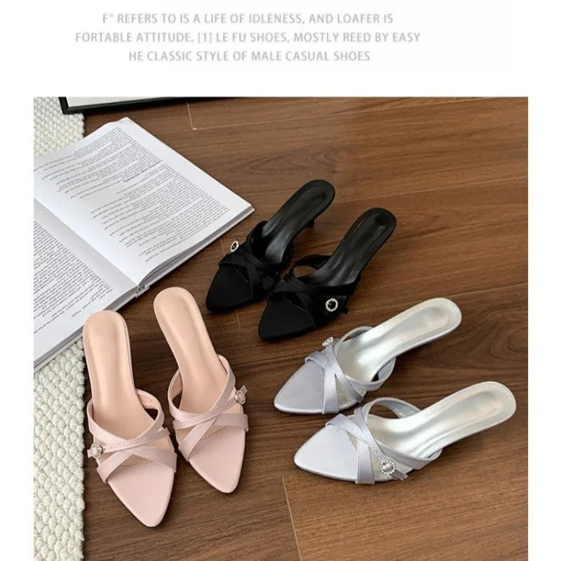 Sexy High Heels Slippers Pointed Toe Heels Shoes for Woman Sandals Luxury Dress Slides Elegant Pumps Party Mujer Flip Flops