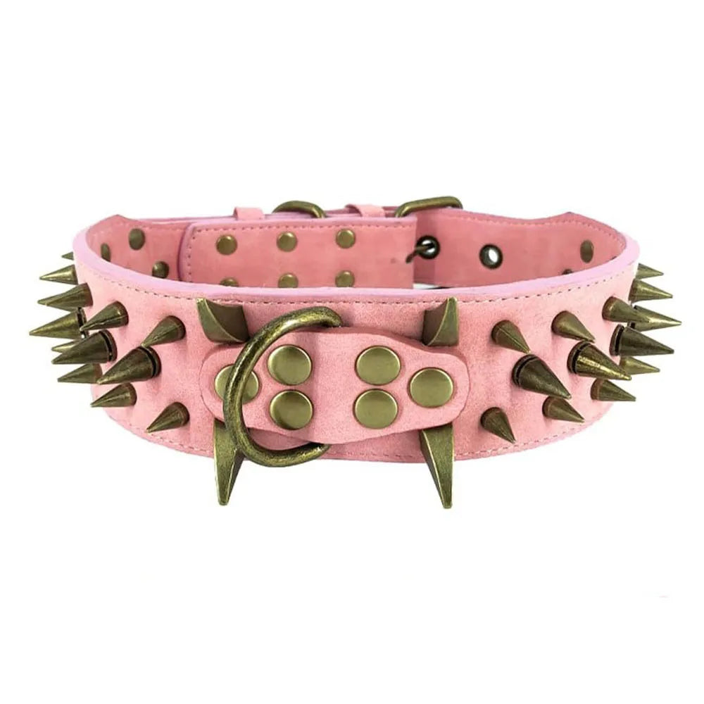 The Mighty Large Spiked Studded Dog Collar Protect Dog's Neck from Bites Durable & Stylish Dog Spike Collar for Mastiff Pitbull