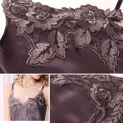 100% Silk Pajamas for Women Spring Summer Cami Nightgown & Robe Two-Piece Set Loungewear Silk Bathrobe Sleepwear