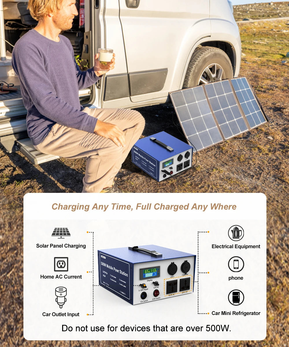 12v50AH Lifepo4 battery Portable power station 60AH Lithium Inverter 220V 500W For Outdoor Camping available mobile 30AH 25AH