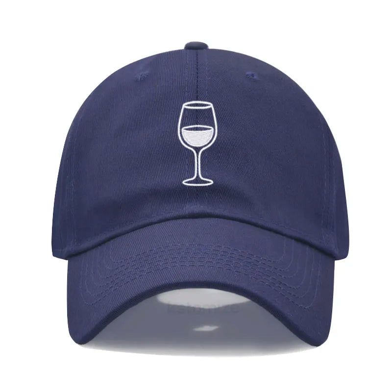 Wine Glass Embroidery Baseball Cap For Men Women Soft Cotton Adjustable Dad Hat Unisex Casual Sport Visor Golf Caps