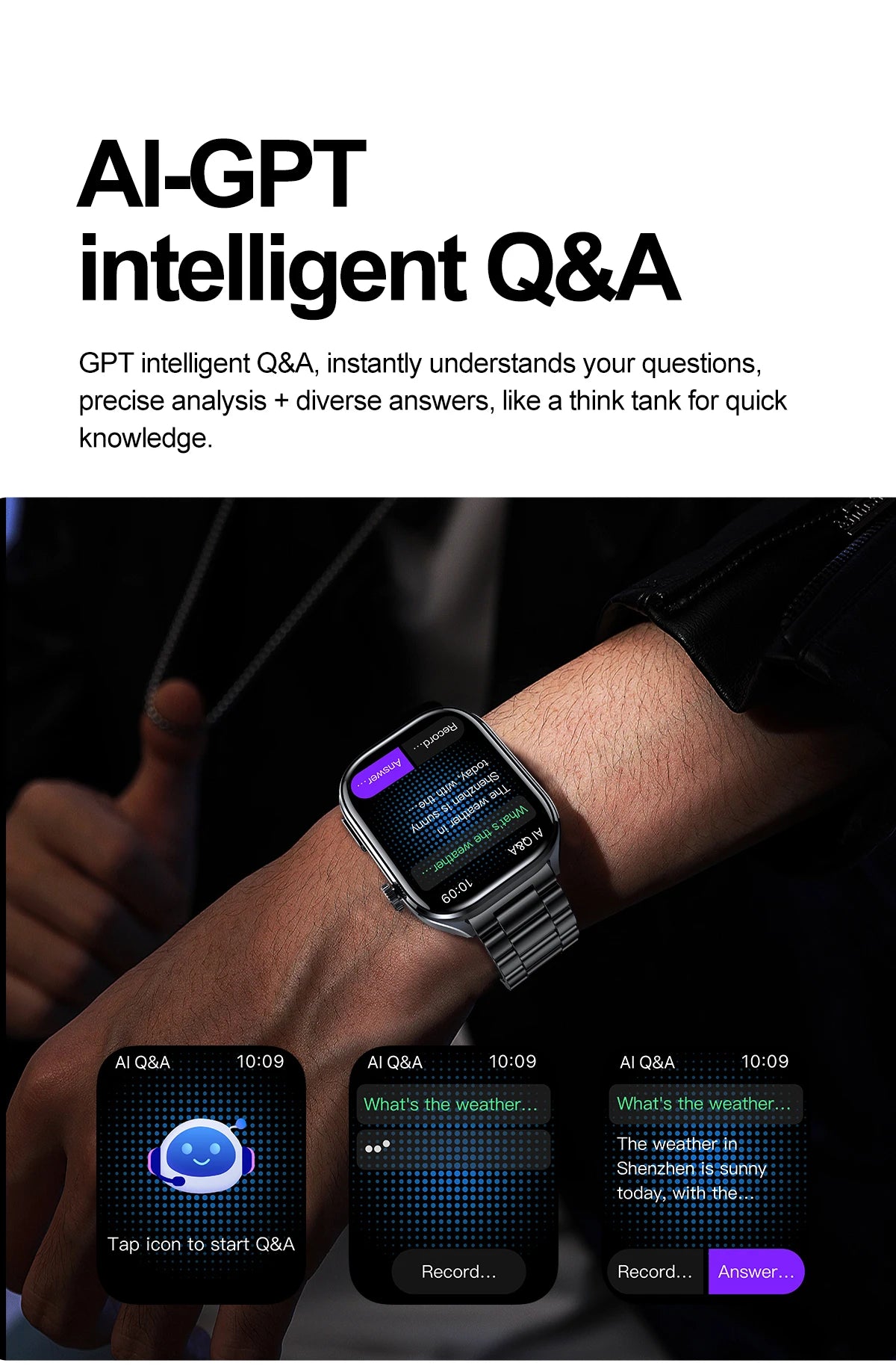 2026 New Non-Invasive Laser Treatment Three High Smart Watch Man ECG Heart Test Blood Fat Uric Acid Smart Watch For Android IOS