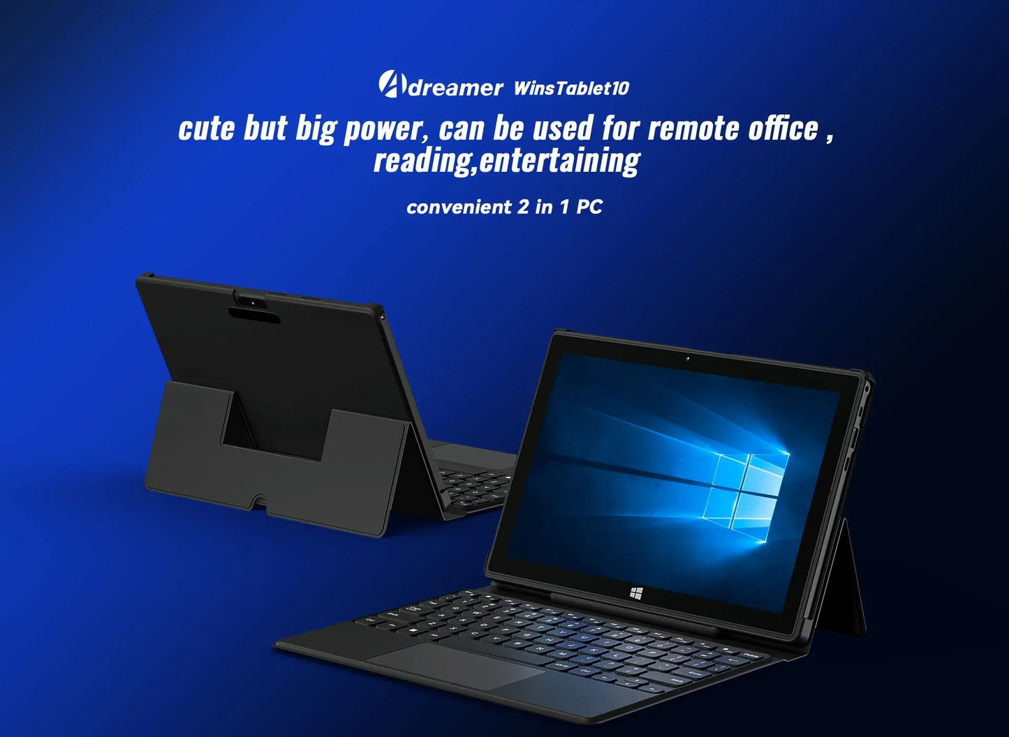 Adreamer 2-in-1 Laptop 10.1 Inch Portable Tablet PC 1280x800 IPS Win 11 OS Intel N4120 8GB & 128GB For Student Daily Business