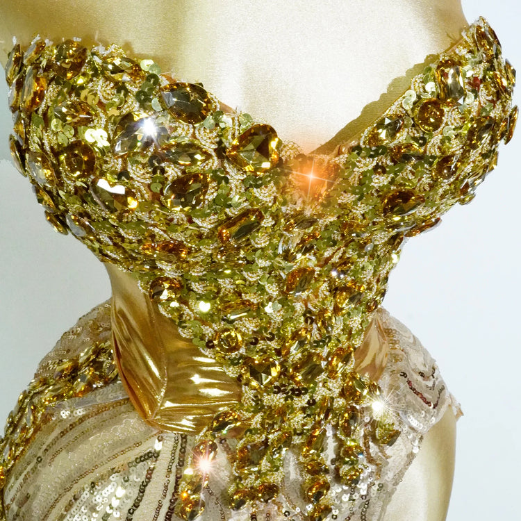 Woman Performance Suit Sexy Pink Backless Strapless Rhinestones Dress Event Costume Dancewear Top And Skirt Birthday Drag Club