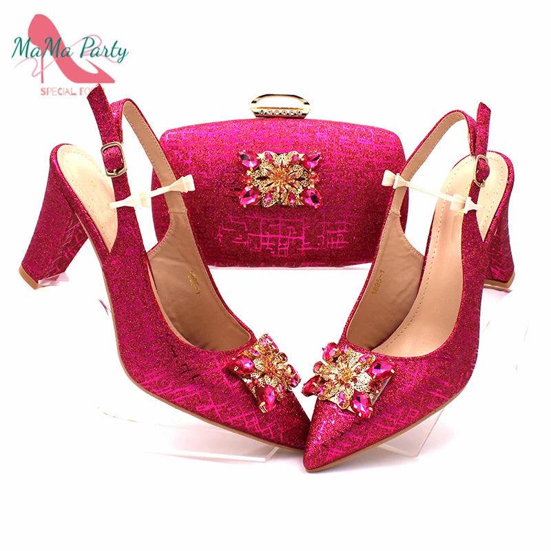 The US for Duty Free  Specials Design Nigerian Women Shoes Matching Bag Set in Royal Blue Color Italian Ladies Pumps for  Party