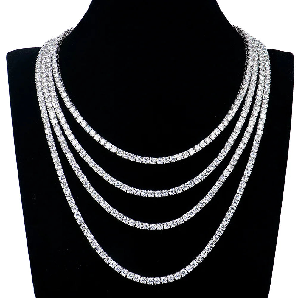 D VVS1 Moissanite Tennis Necklace 2-6MM 925 Sterling Silver Classics for Women Exquisite Jewelry Simulated Diamond Necklaces