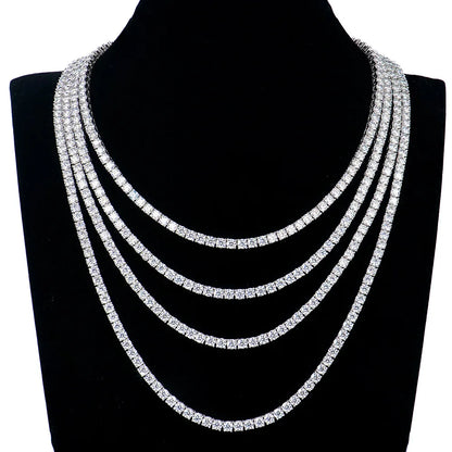 D VVS1 Moissanite Tennis Necklace 2-6MM 925 Sterling Silver Classics for Women Exquisite Jewelry Simulated Diamond Necklaces