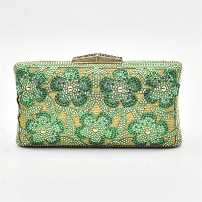New Arrival Green Color Nigerian Shoes and Matching Bags Set Italian Ladies Shoes and Bags To Match Set Decorated with Rhinstone