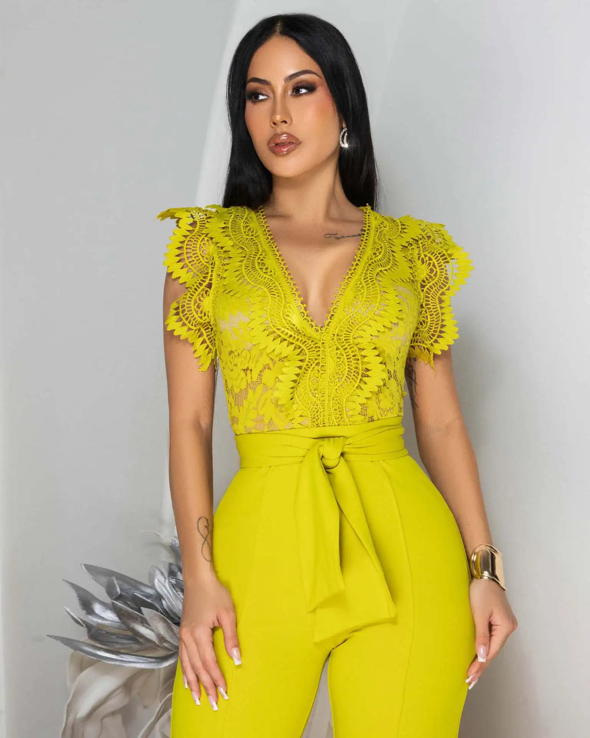 Women's Jumpsuit Elegant Lace V Neck Short Sleeve High Waisted Wide Leg Rompers Sports Fitness Party Banquet Jumpsuites Sexy Y2K