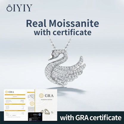 OIYIY Moissanite Necklace for Women 925 Sterling Silver D VVS1 GRA Certified Lab Grown Diamond Swan Pendant Luxury Jewelry Gift