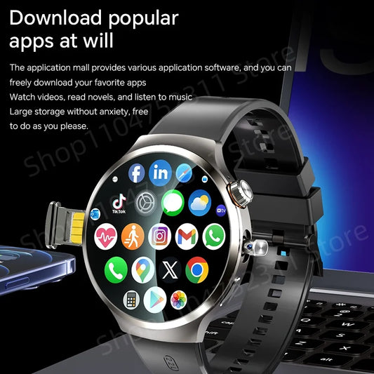 1.98-inch Amoled large Screen Smartwatch Android 13.0 Smart Watch Men With 210° Rotating Camera GPS Position WIFI Sim Card Slot