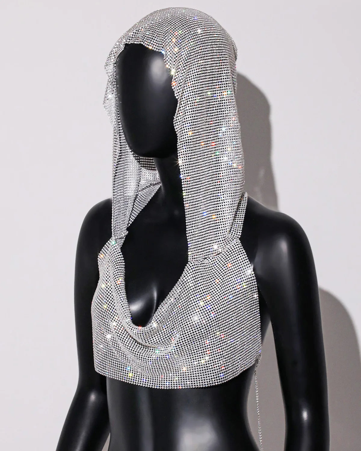 Women Sexy Mesh See Through T Shirt Shiny Rhinestone Fishnet Hollow Out Crop Top Sleeveless Beach Cover Up Party Club Tank Tops